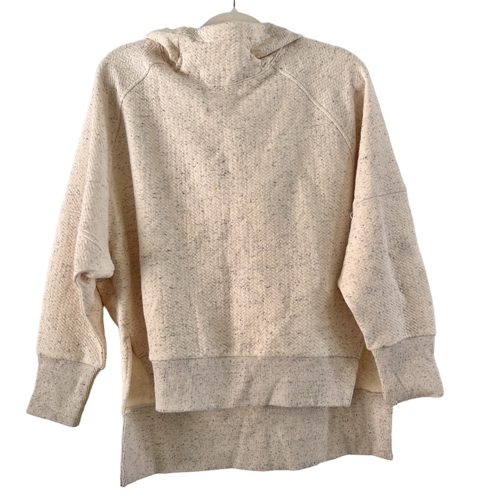 CALIA Women's Soft Oversized Textured Side Slit Hoodie, NWT, Size XS Ivory/Grey